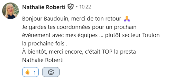 Témoignage client entreprise Nathalie Roberti